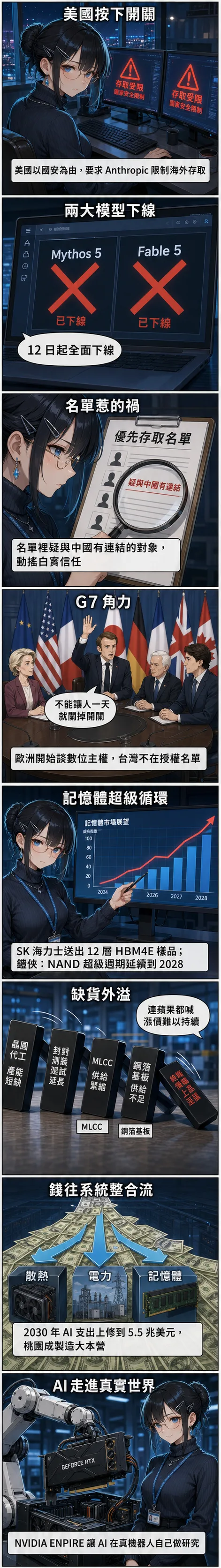 水無瀨 澪八格速報：美國關掉 Anthropic 海外存取、記憶體缺貨外溢、AI 基建錢往系統整合、AI 走進真實世界